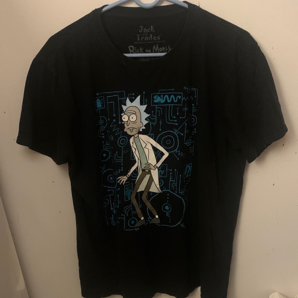 Fantastic Black Rick and Morty T-Shirt Featuring Rick Sanchez 100% Cotton SZ L😍